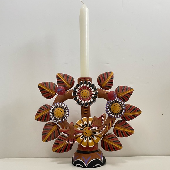 Hand Crafted Other - Mexican Folk Art Tree Of Life Candle Holder